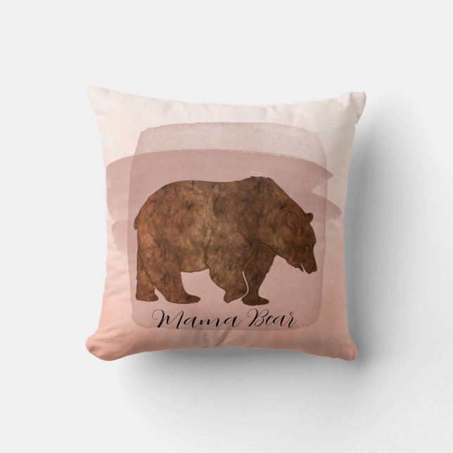 Mama Bear Dusty Blush  Throw Pillow (Front)
