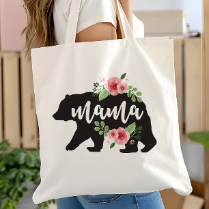 Mama Bear Elegant Rustic Floral Flowers Mom Tote Bag
