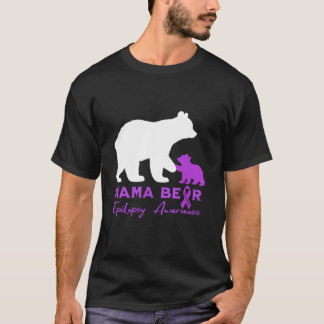 Mama Bear Epilepsy Awareness Purple Ribbon T-Shirt