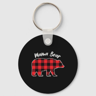 Mama Bear Flannel Red Plaid Pajama Family Matching Keychain