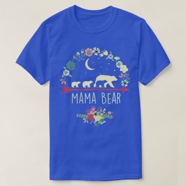 Mama Bear, Floral Mother  T-Shirt (Design Front)