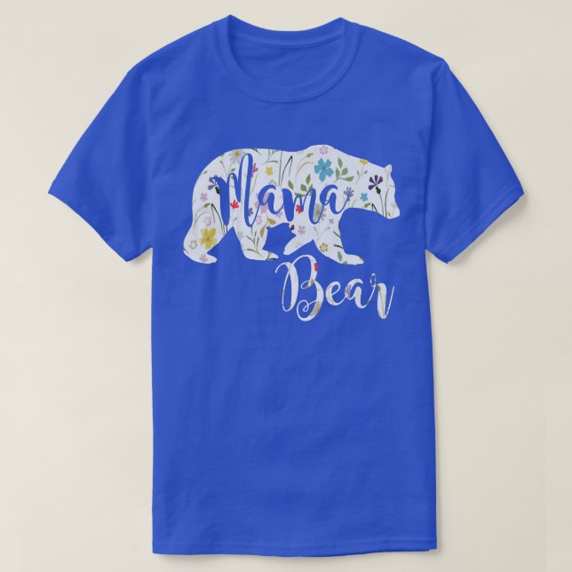 Mama Bear Floral Pattern Fun Mom Mother Gift Premi T-Shirt (Design Front)