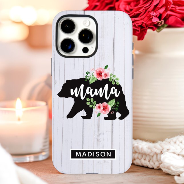 Mama Bear Floral Rustic Wood Case-Mate iPhone Case (Creator Uploaded)