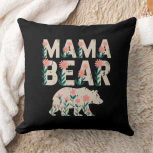 Mama Bear – Floral Strength and Love Throw Pillow
