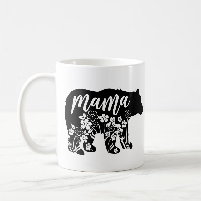 Mama Bear Flowers T-Shirt Coffee Mug (Left)