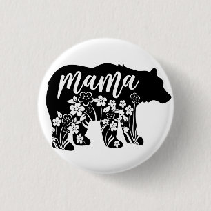 Mama Bear Flowers T-Shirt Throw Pillow Magnet Keyc 1 Inch Round Button