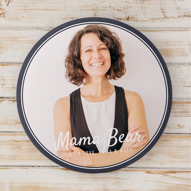Mama Bear Framed Modern Simple Photo 3 Inch Round Button (Creator Uploaded)