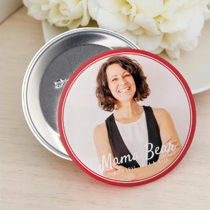 Mama Bear Framed Modern Simple Photo 3 Inch Round Button