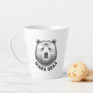 Mama Bear, Hand Drawn Illustration Latte Mug