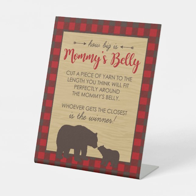 Mama Bear How Big is Mommy's Belly Shower Game Pedestal Sign (Front)