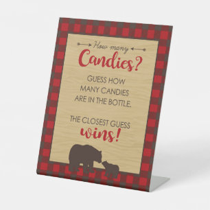 Mama Bear How Many Candies Party Game Pedestal Sign