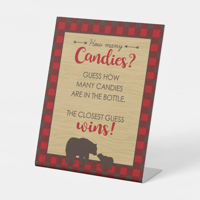 Mama Bear How Many Candies Party Game  Pedestal Sign (Front)