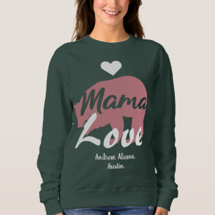 Mama Bear Mom Kid Names Personalized Customize Sweatshirt
