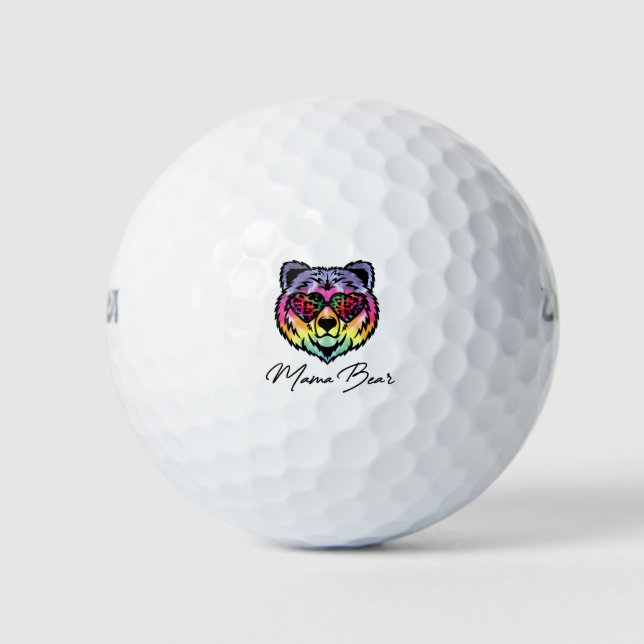 Mama Bear Multicolored Bear Logo Golf Balls (Front)