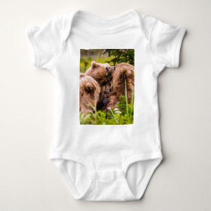 Mama bear nursing her two cubs, Lake Clark Nationa Baby Bodysuit