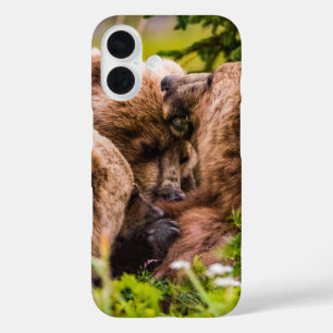 Mama bear nursing her two cubs, Lake Clark Nationa iPhone 16 Case