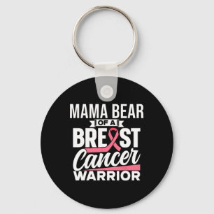 Mama Bear Of A Breast Cancer Warrior Support Breas Keychain
