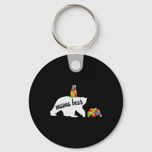 Mama Bear Of Two Warriors Autism Awareness Keychain