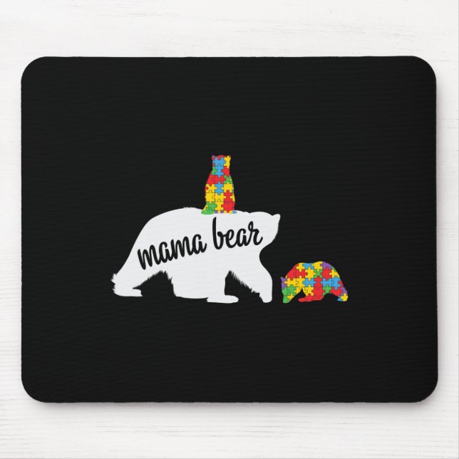 Mama Bear Of Two Warriors Autism Awareness  Mouse Pad (Front)