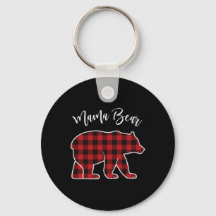 Mama Bear Pajama Red Buffalo Xmas Funny Family Chr Keychain