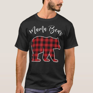 Mama Bear Pajama Red Buffalo Xmas Funny Family Chr T-Shirt