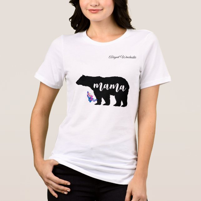 Mama Bear personalize with Name Tri-Blend Shirt (Front)