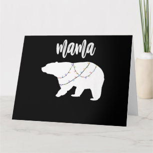 Mama Bear Polar Bear String Of Lights Christmas Card