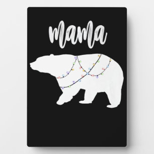 Mama Bear Polar Bear String Of Lights Christmas Plaque