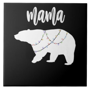 Mama Bear Polar Bear String Of Lights Christmas Tile