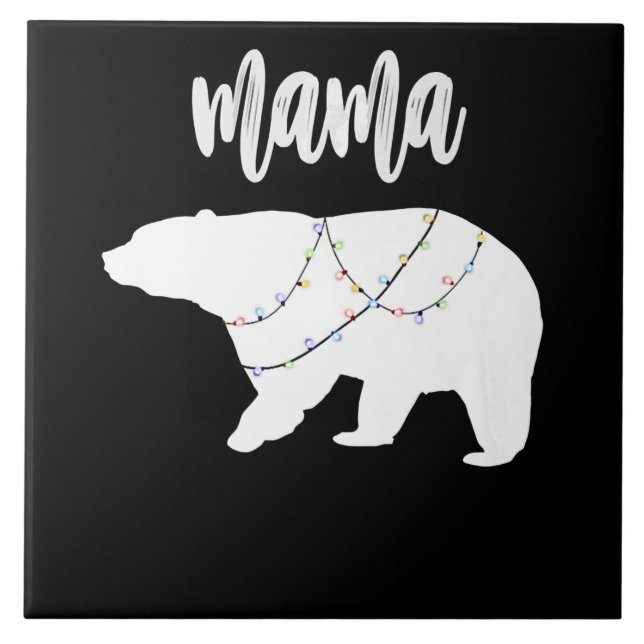 Mama Bear Polar Bear String Of Lights Christmas Tile (Front)