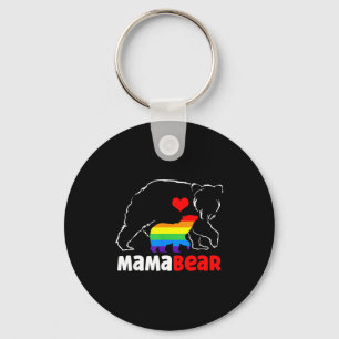 Mama bear proud mom rainbow flag lgbt pride keychain