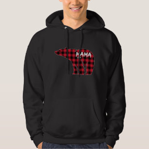 Mama Bear Red Plaid Matching Family Christmas Paja Hoodie