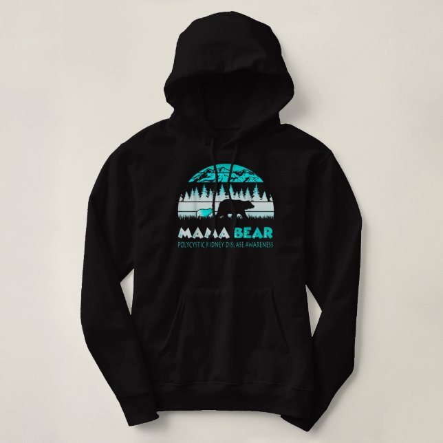Mama Bear Retro Polycystic Kidney Disease Awarenes Hoodie (Design Front)