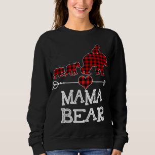 Mama Bear Shirt, Red Buffalo Plaid Mama Bear Pajam Sweatshirt