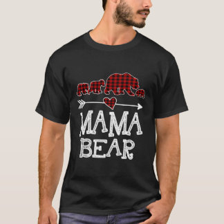 Mama Bear Three Cubs Red Plaid Mama Pajama T-Shirt