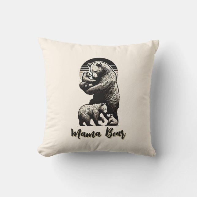 Mama Bear Throw Pillow (Front)