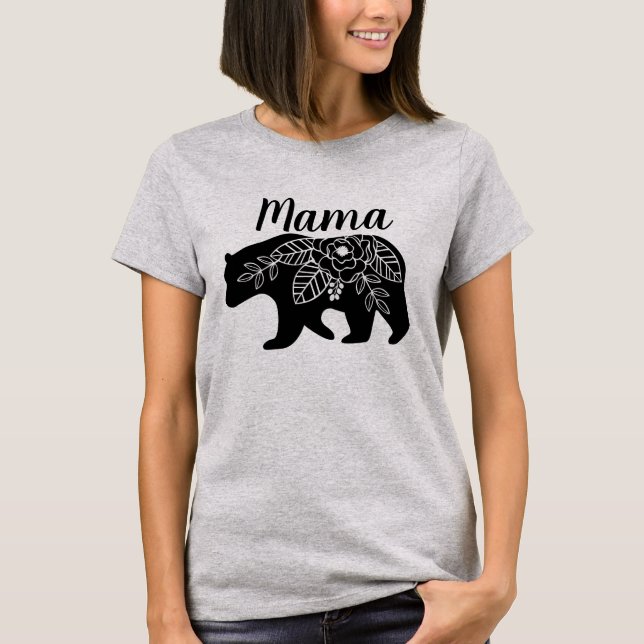 Mama Bear Tshirt with flowers (Front)