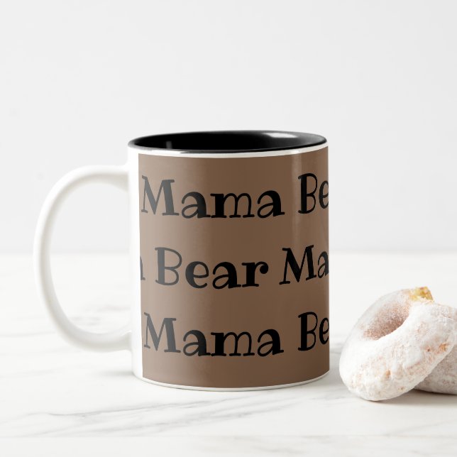 Mama Bear  Two-Tone Coffee Mug (With Donut)