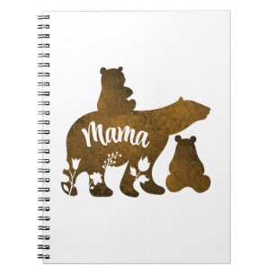 Mama Bear With 2 Cubs Mom of Two Notebook