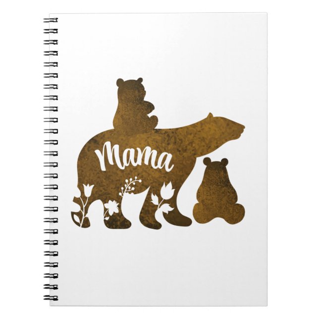 Mama Bear With 2 Cubs Mom of Two Notebook (Front)