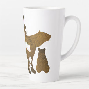 Mama Bear With 3 Baby Bear Cubs Following Mama Latte Mug