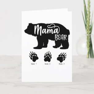 Mama Bear with 3 paw prints(personalized names) Holiday Card