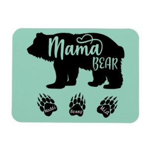 Mama Bear with 3 paw prints(personalized names) Magnet