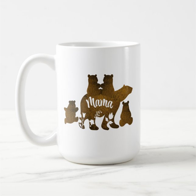 Mama Bear With 4 Cubs Mom of Four Children Gift Coffee Mug (Left)