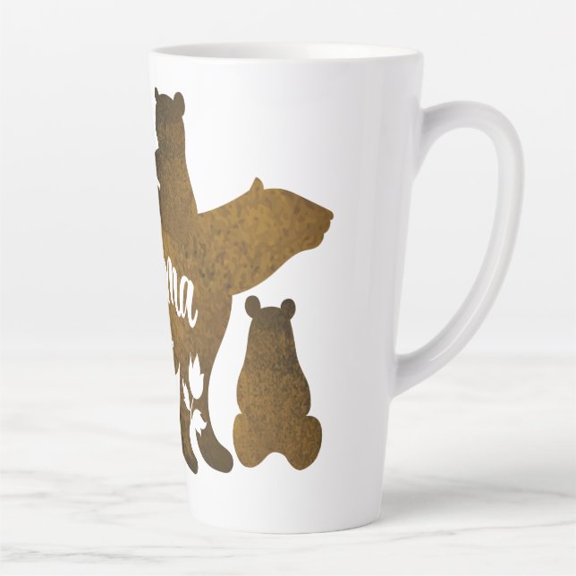 Mama Bear With 4 Cubs Mom of Four Children Gift Latte Mug (Right)