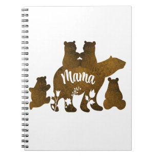 Mama Bear With 4 Cubs Mom of Four Children Gift Notebook