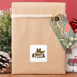 Mama Bear With 4 Cubs Mom of Four Children Gift Square Sticker