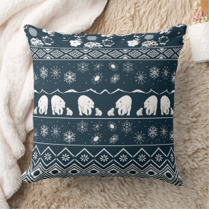 Mama  Bear with Baby Bear Pattern in Blue-green Throw Pillow