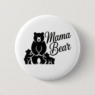 Mama Bear with Cubs Cute Family Bear 2 Inch Round Button