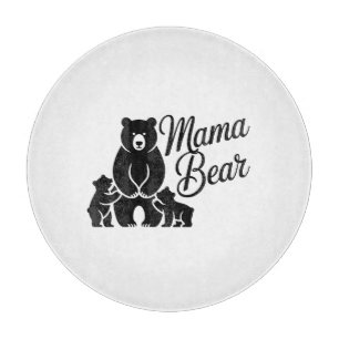 Mama Bear with Cubs Cute Family Bear Cutting Board